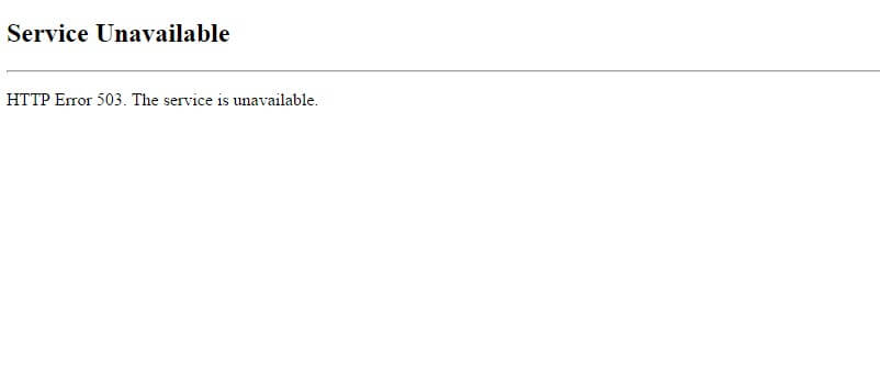 A screenshot of the standard 503 Error page