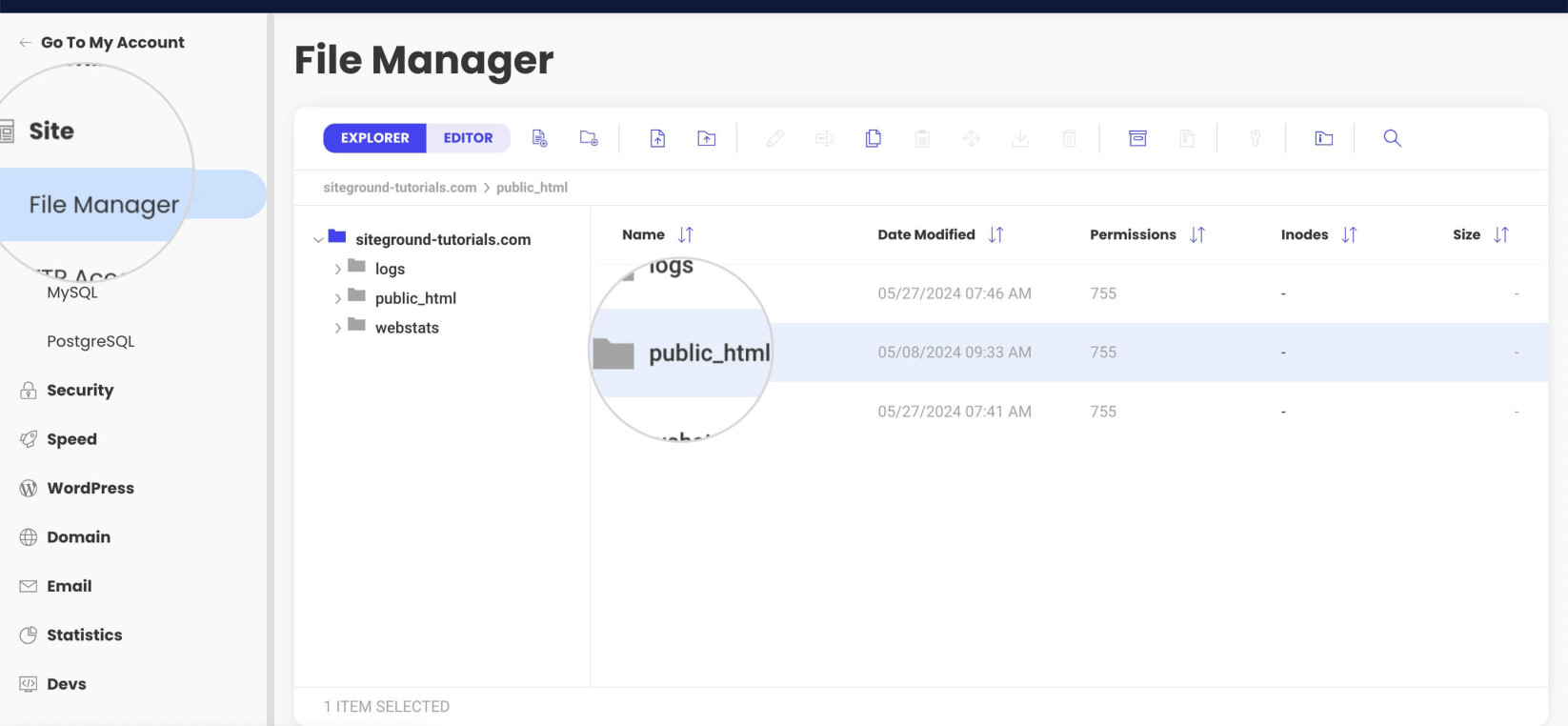 How to access a website root folder in Site Tools