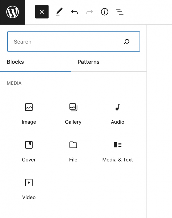 Add media blocks to a post in WordPress