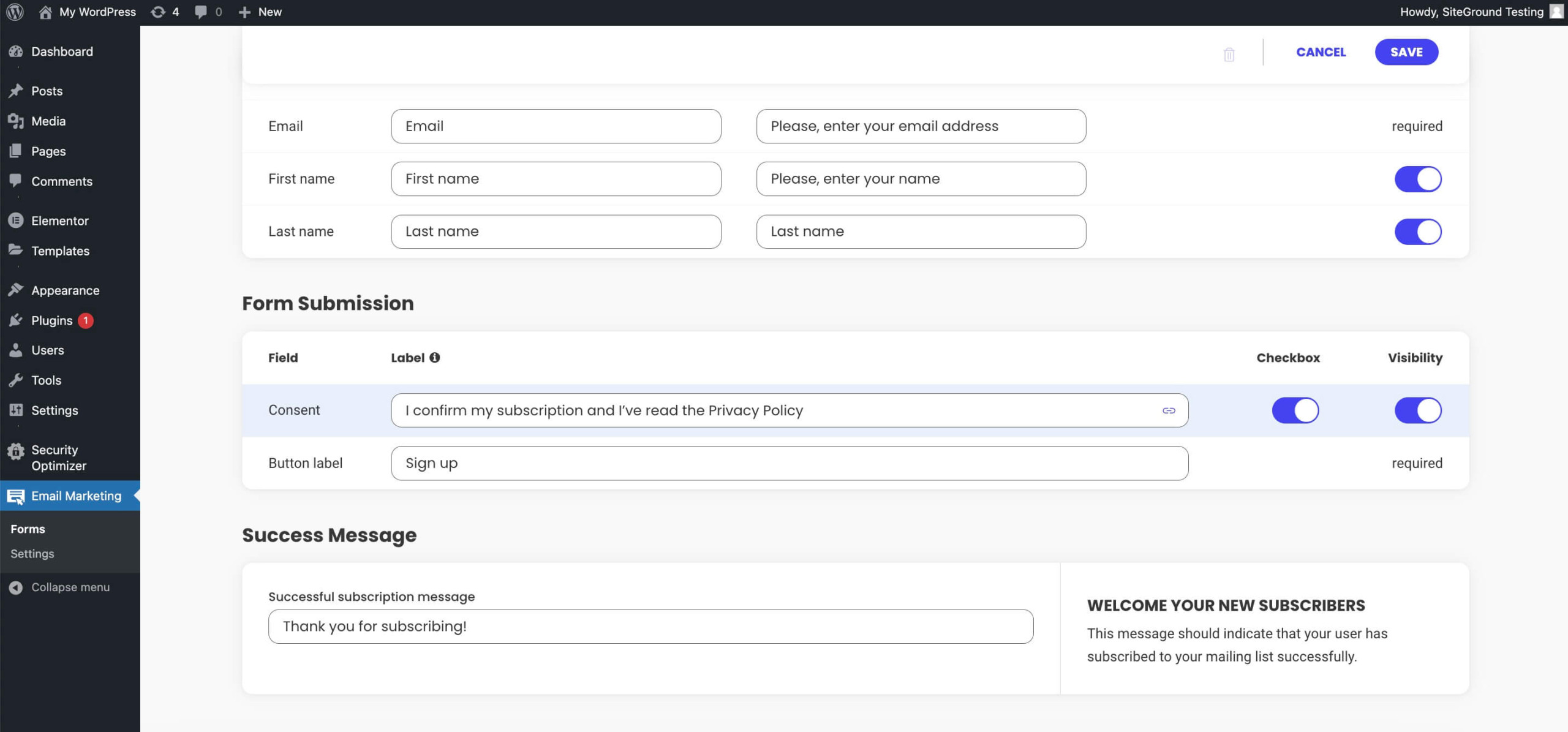 How to alter the Consent checkbox text