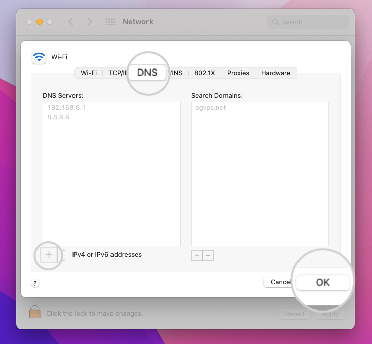 Change the DNS servers on macOS