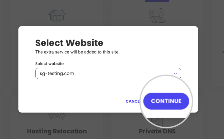 Select a website for dedicated IP