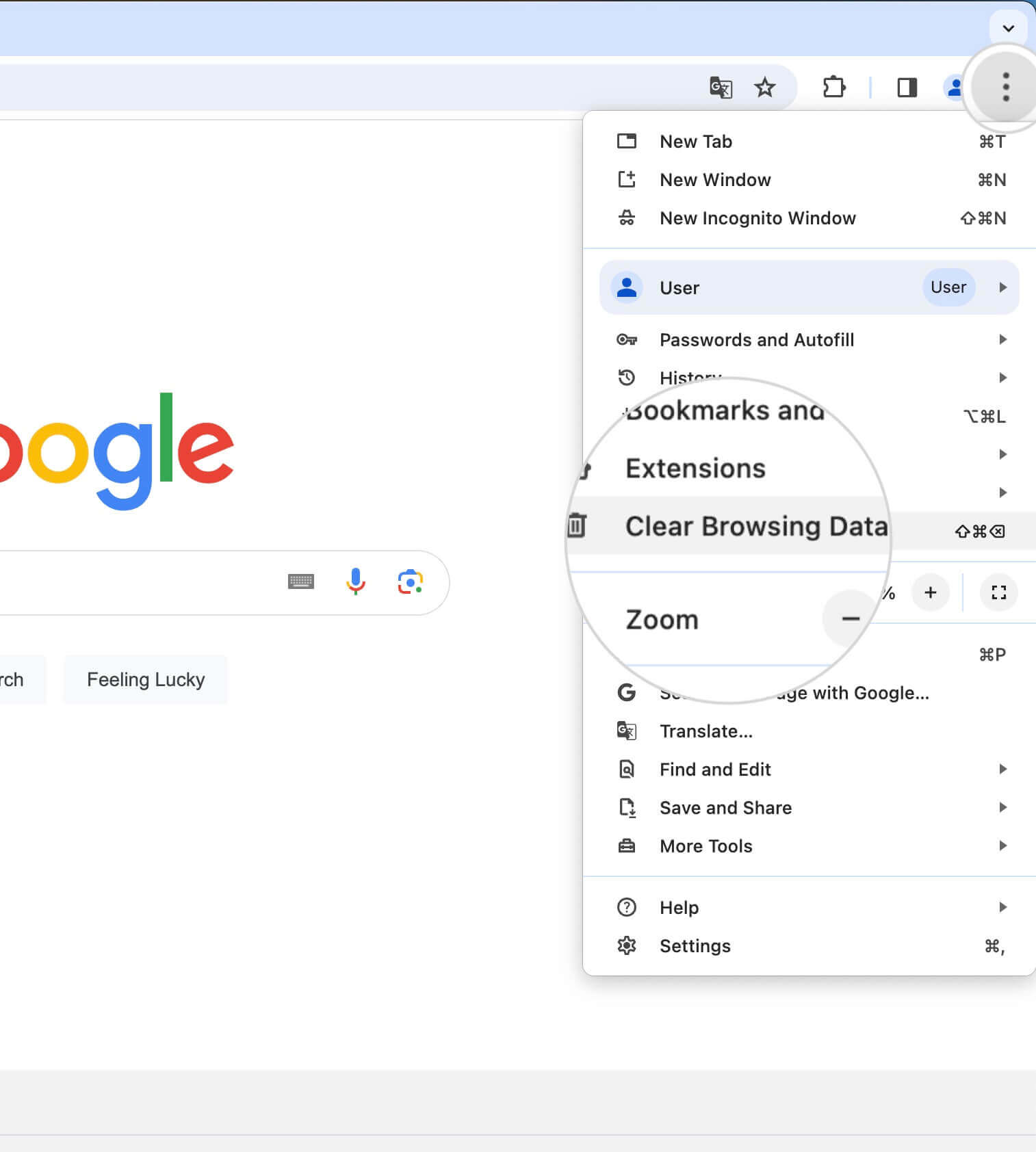 Clear browsing data in Chrome to fix the ERR_CONNECTION_CLOSED error