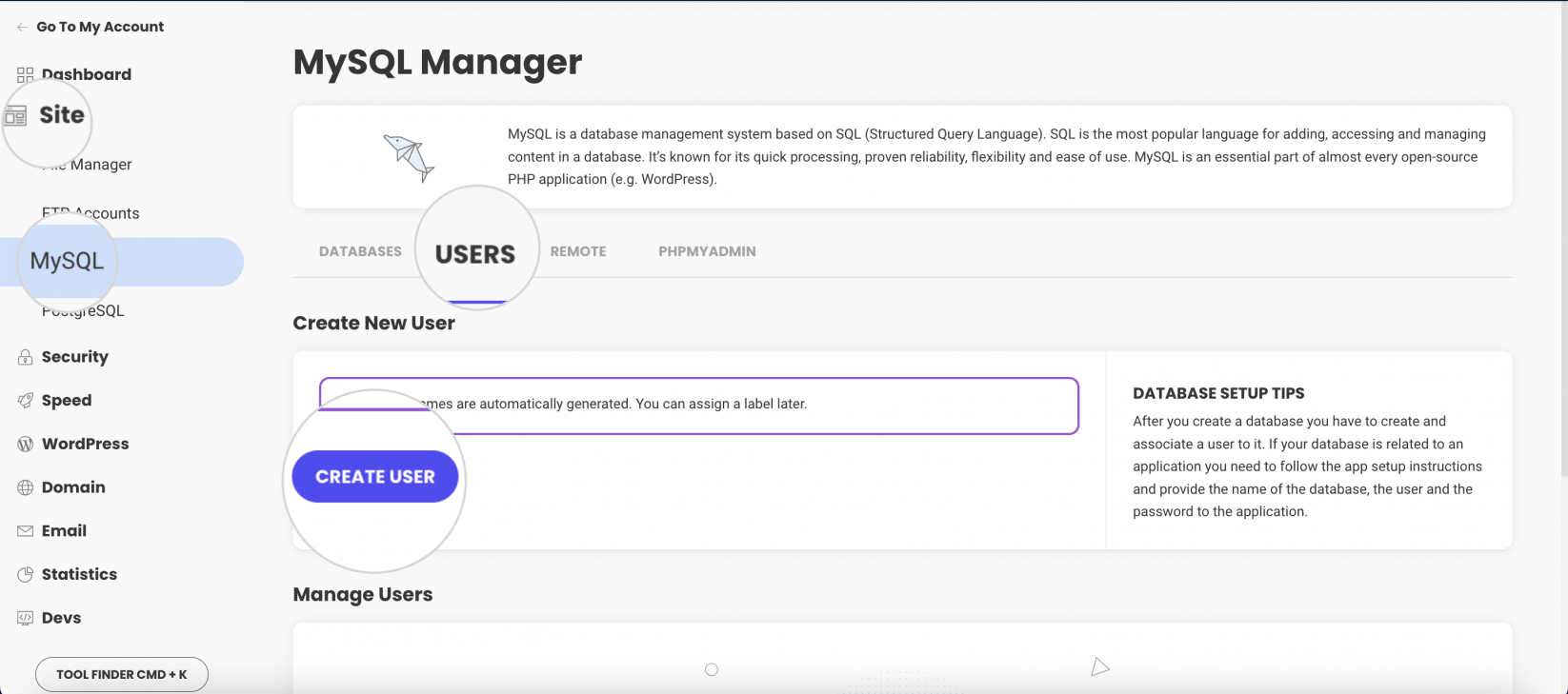 Create database user