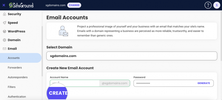 Create email account