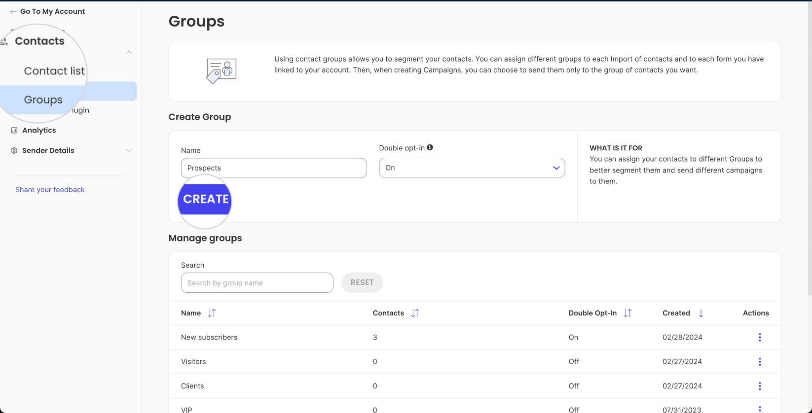 How to create new groups in SiteGround Email Marketing