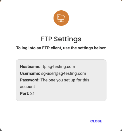 FTP credentials' details 