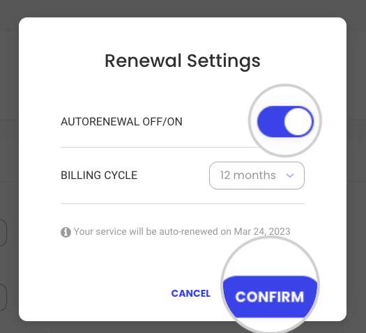 Domain Renewal Settings