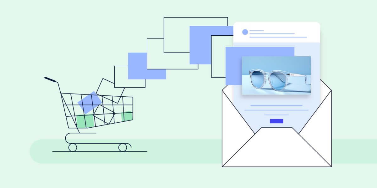 shopping cart with emails going out from it