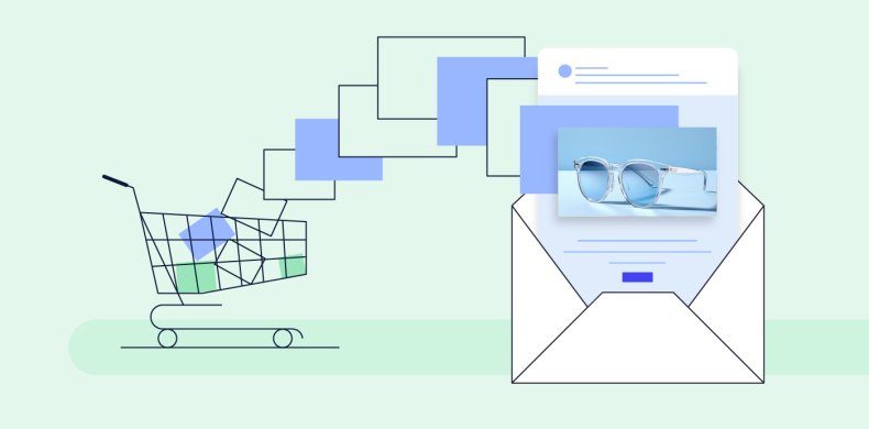 shopping cart with emails going out from it