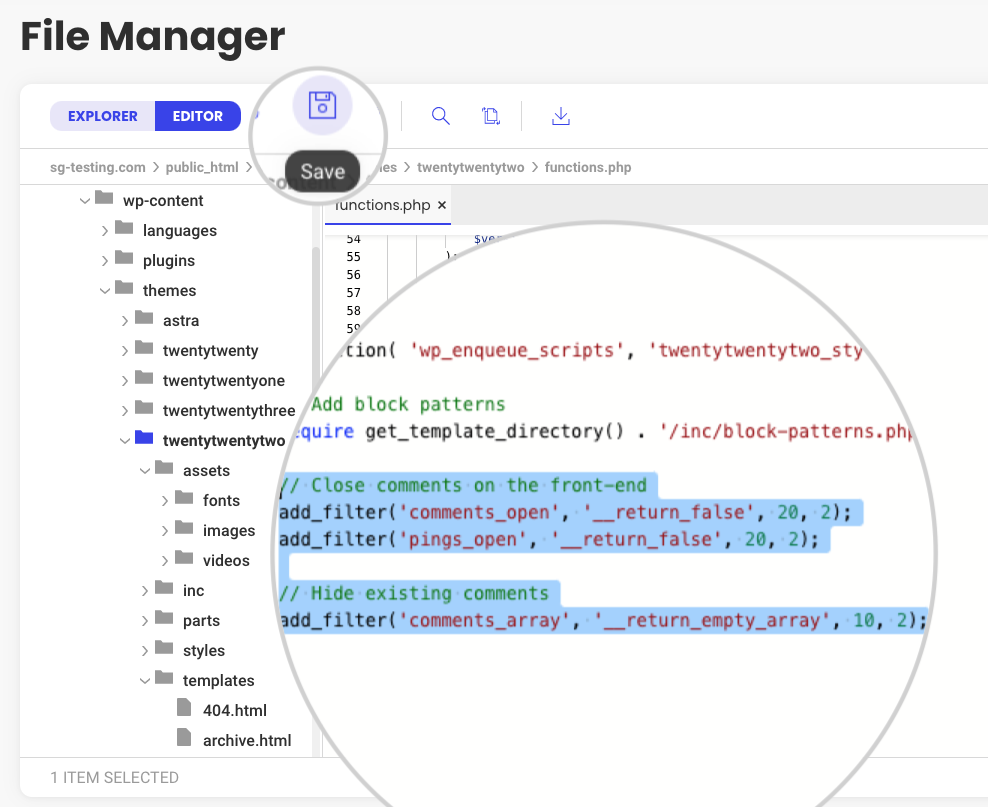 Edit the functions.php file