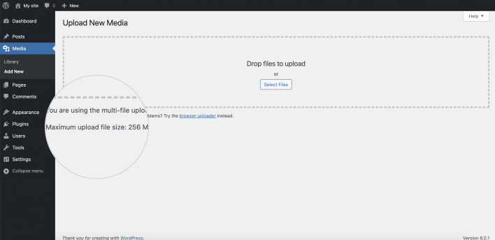 Find max upload file size in WP Media