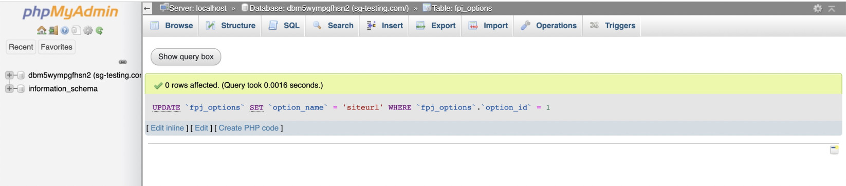 Successful execution of SQL query after correcting a syntax error