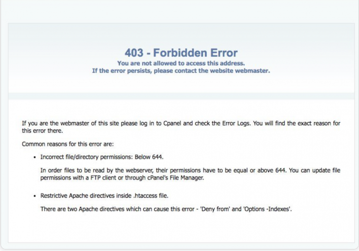 Generic page for "403 Error- Forbidden"