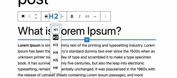 Headings in WordPress posts