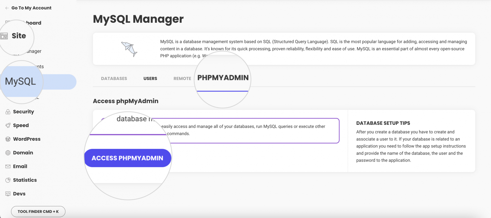 How to access phpMyAdmin