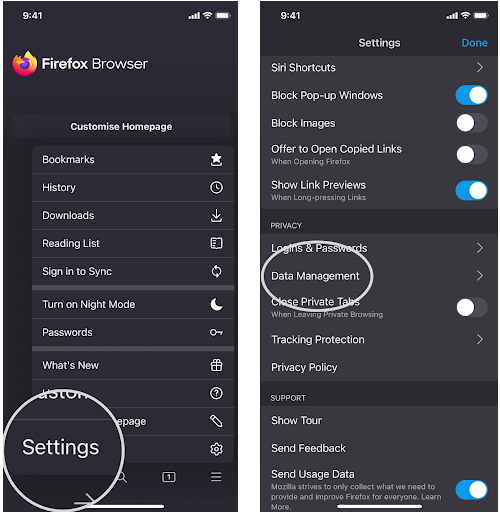 How to clear Firefox cache on iPhone - Settings and Data management