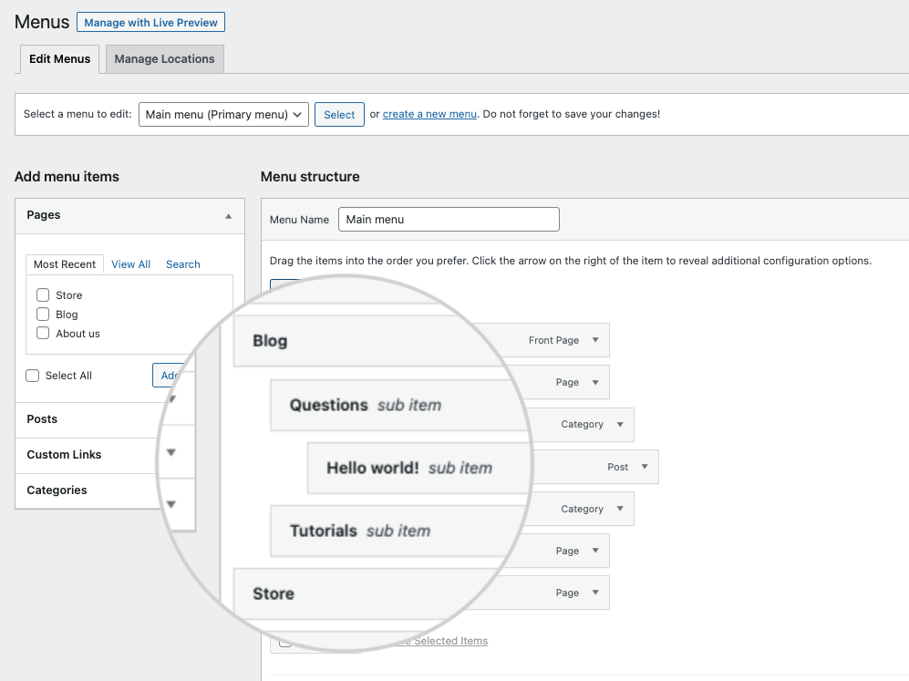 How to create a drop-down menu