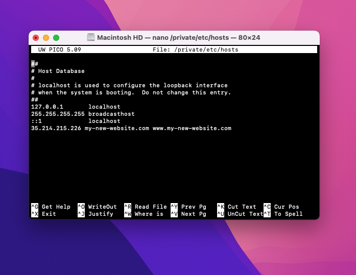 How to edit the hosts file with Nano on Mac