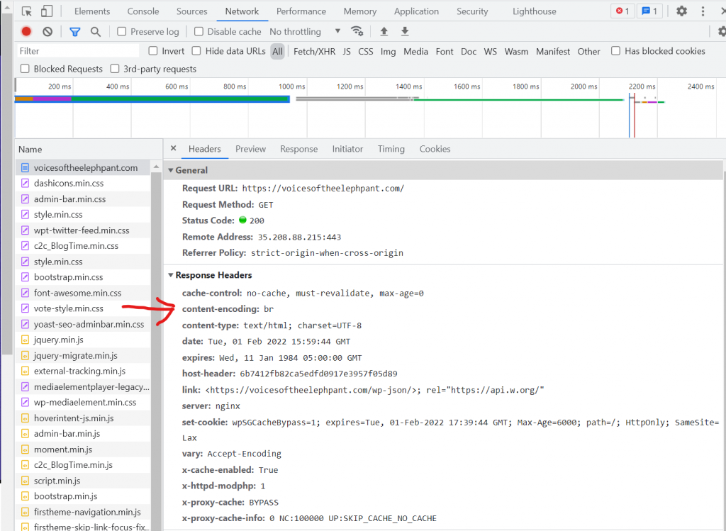 Locate Response Headers in the Network Tab