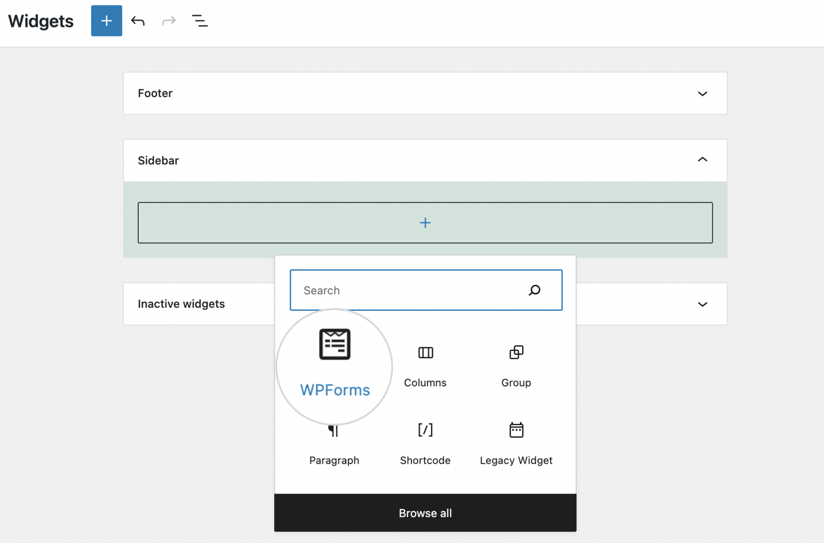 How to insert a contact form's widget in WordPress sidebar