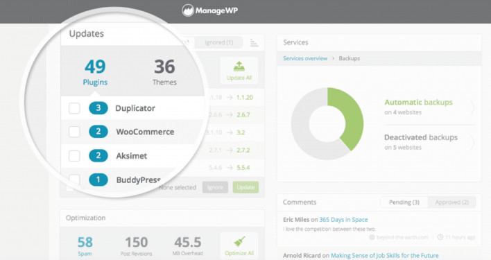 Update WordPRess plugins with ManageWP's Safe plugin updates feature