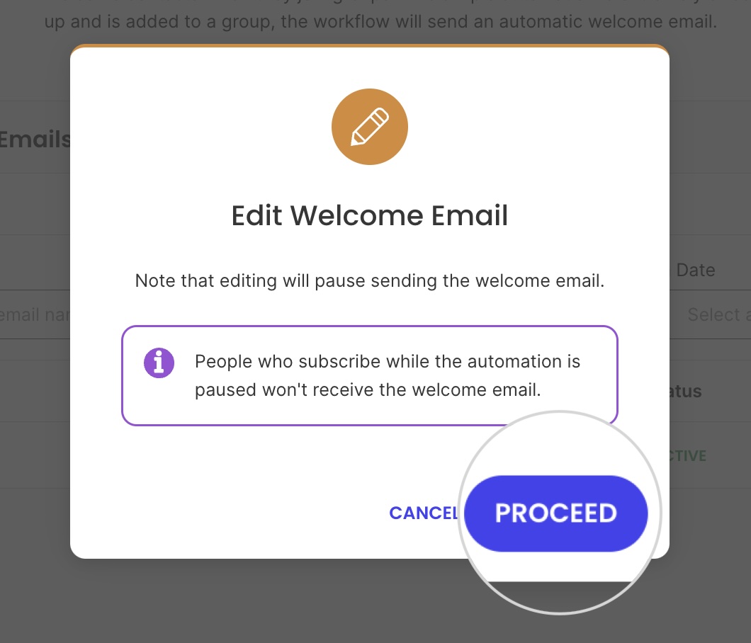 How to proceed editing a Welcome Email 