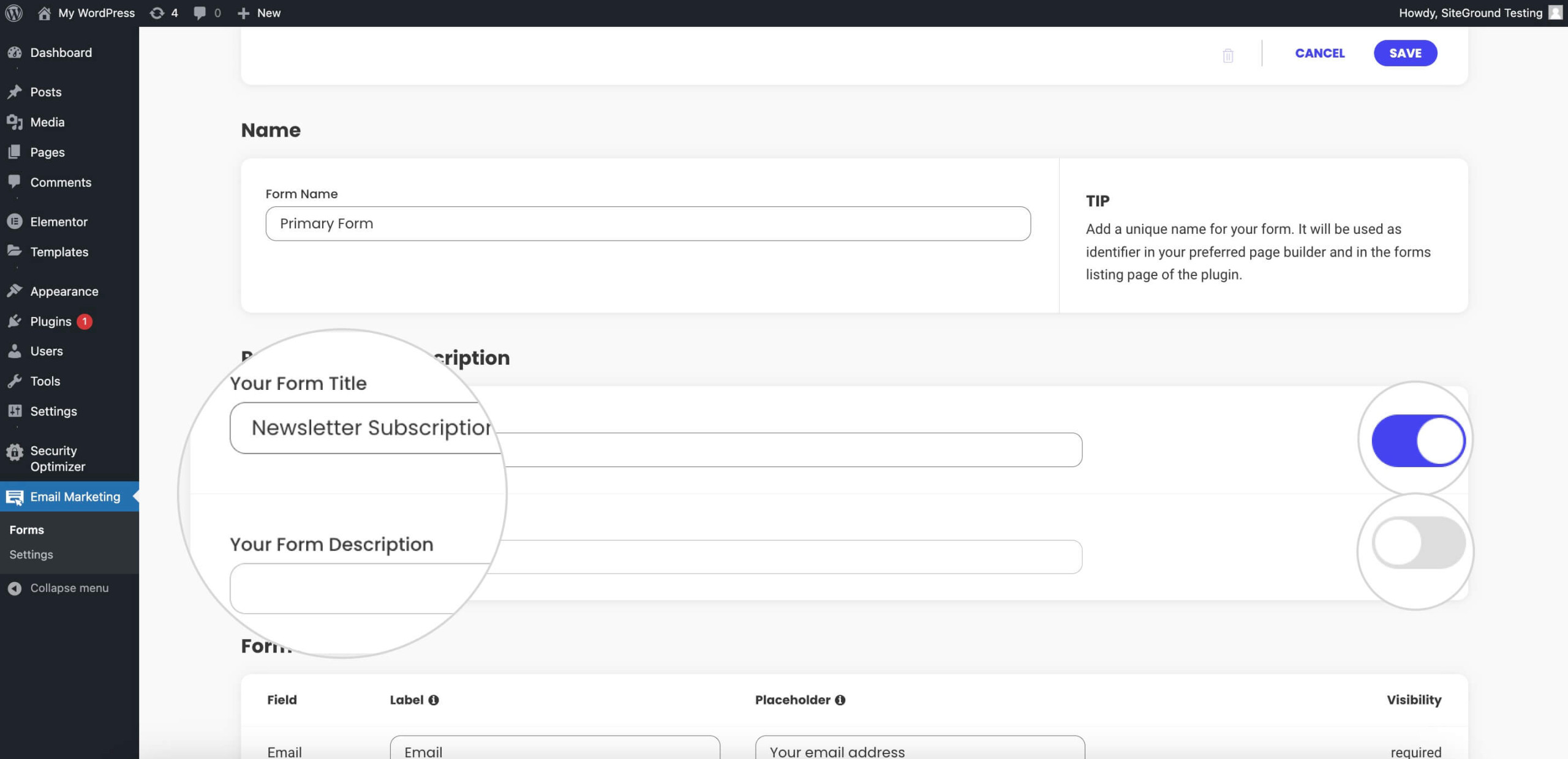 How to add a Public Title and Description of your form.