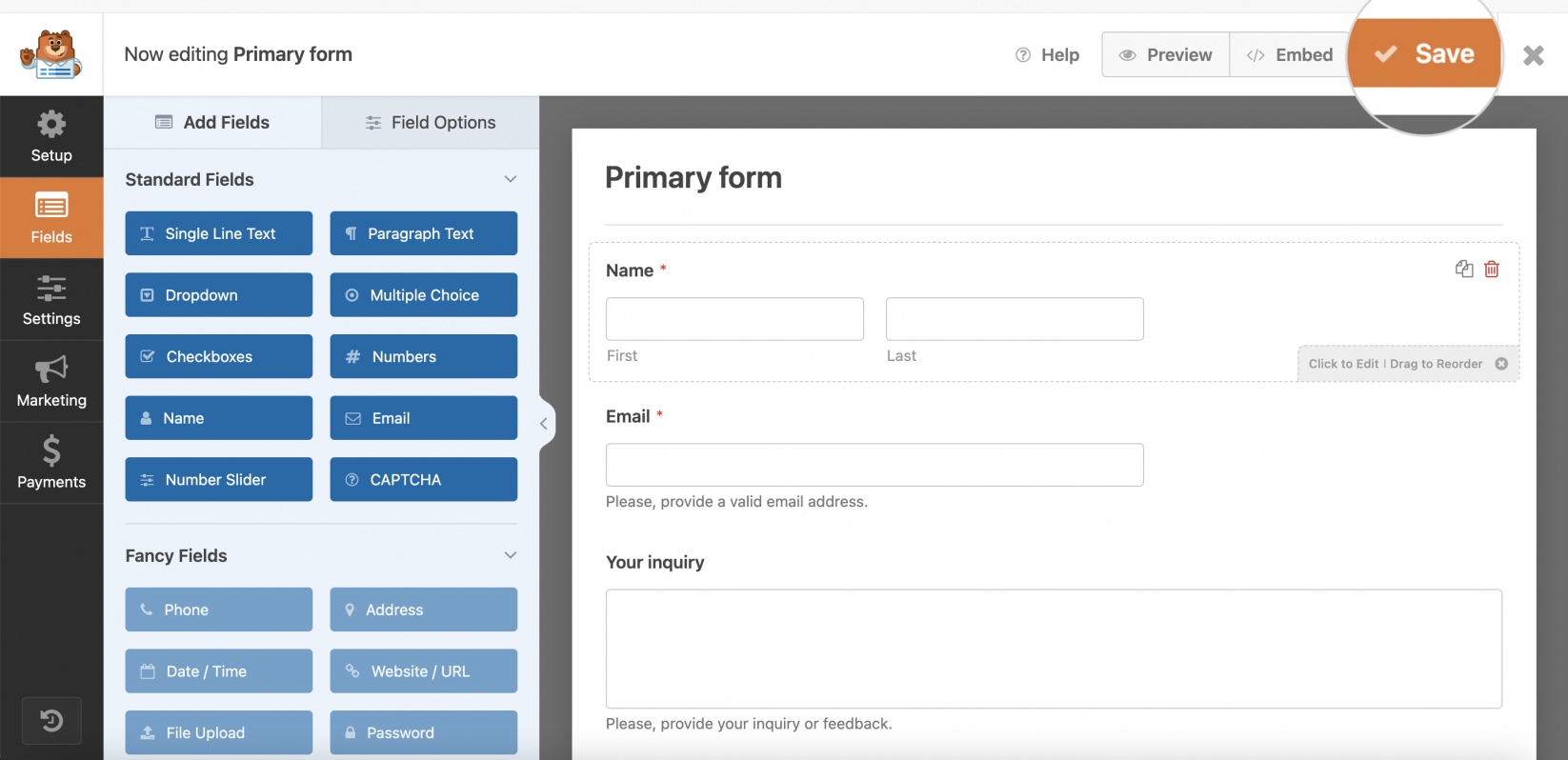 How to save a contact form in WordPress