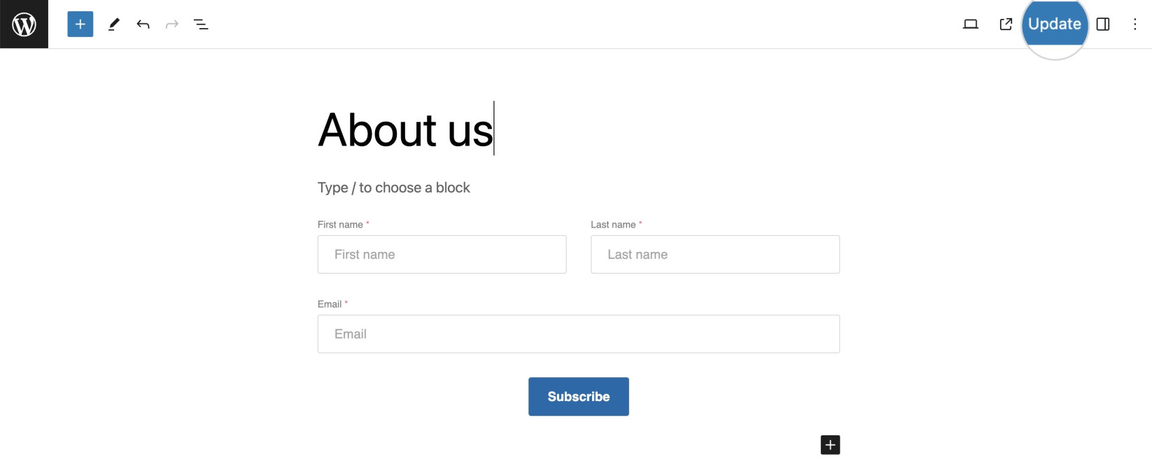 How to publish custom sign-up forms on a page in Gutenberg