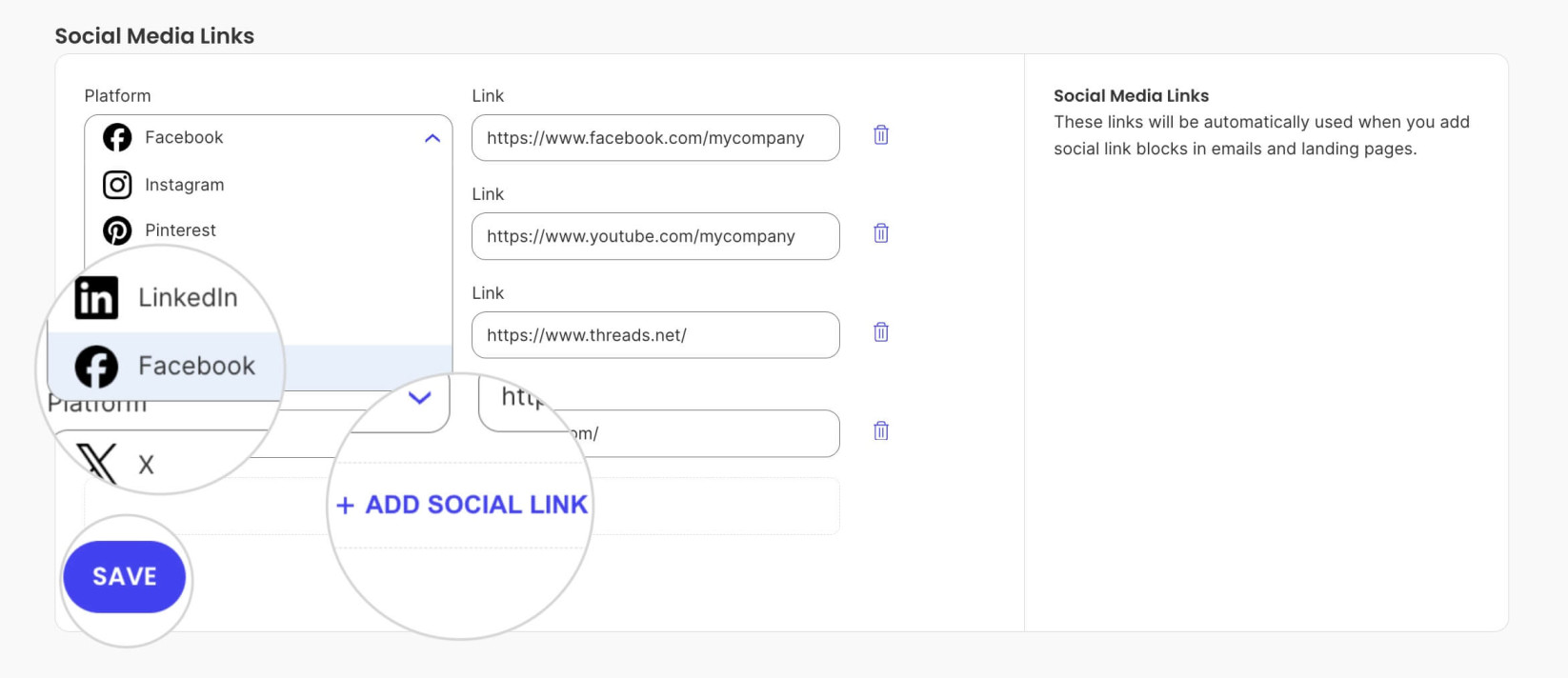 Adding social media links in Brand Identity in Email Marketing