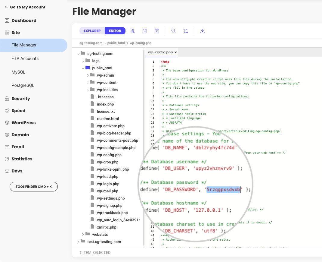 Set the correct database user’s password