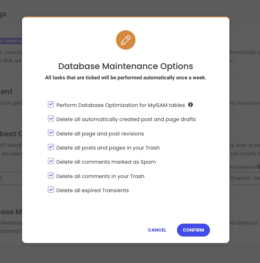 Options for Scheduled Database Maintenance in SiteGround Optimizer 