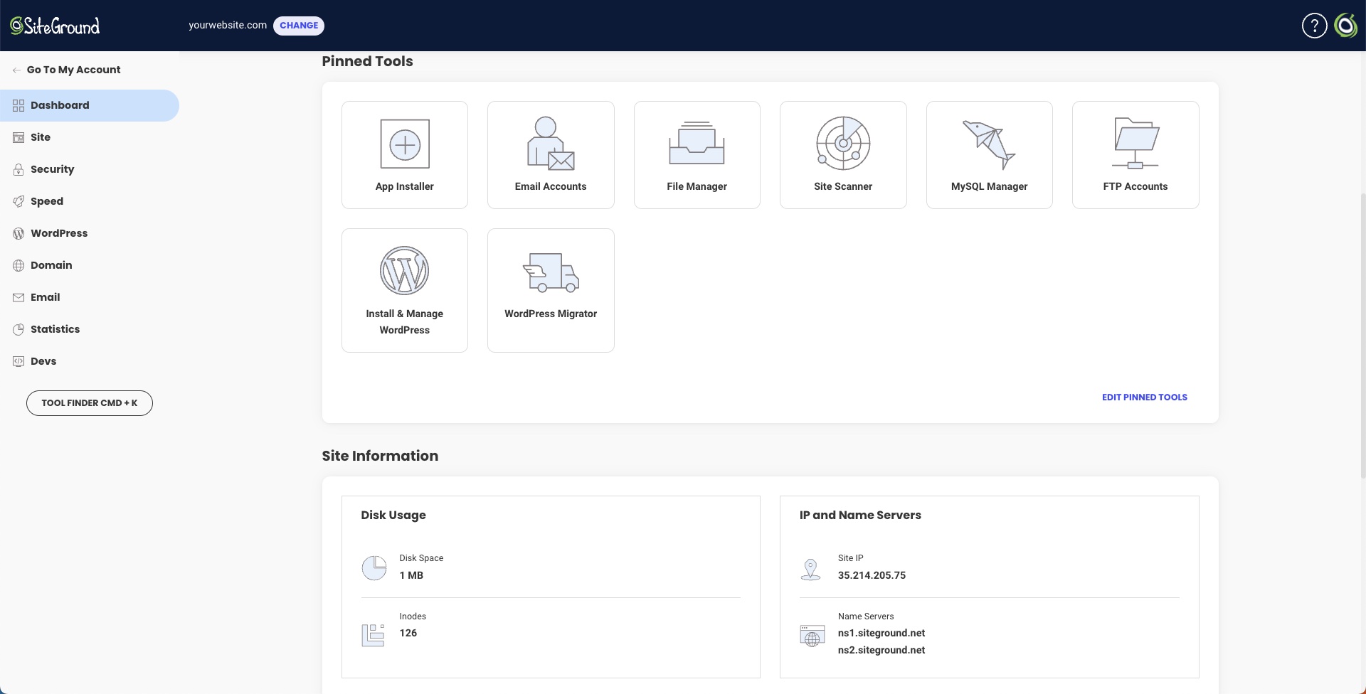 Site Tools is an intuitive control panel for managing your SiteGround Web Hosting