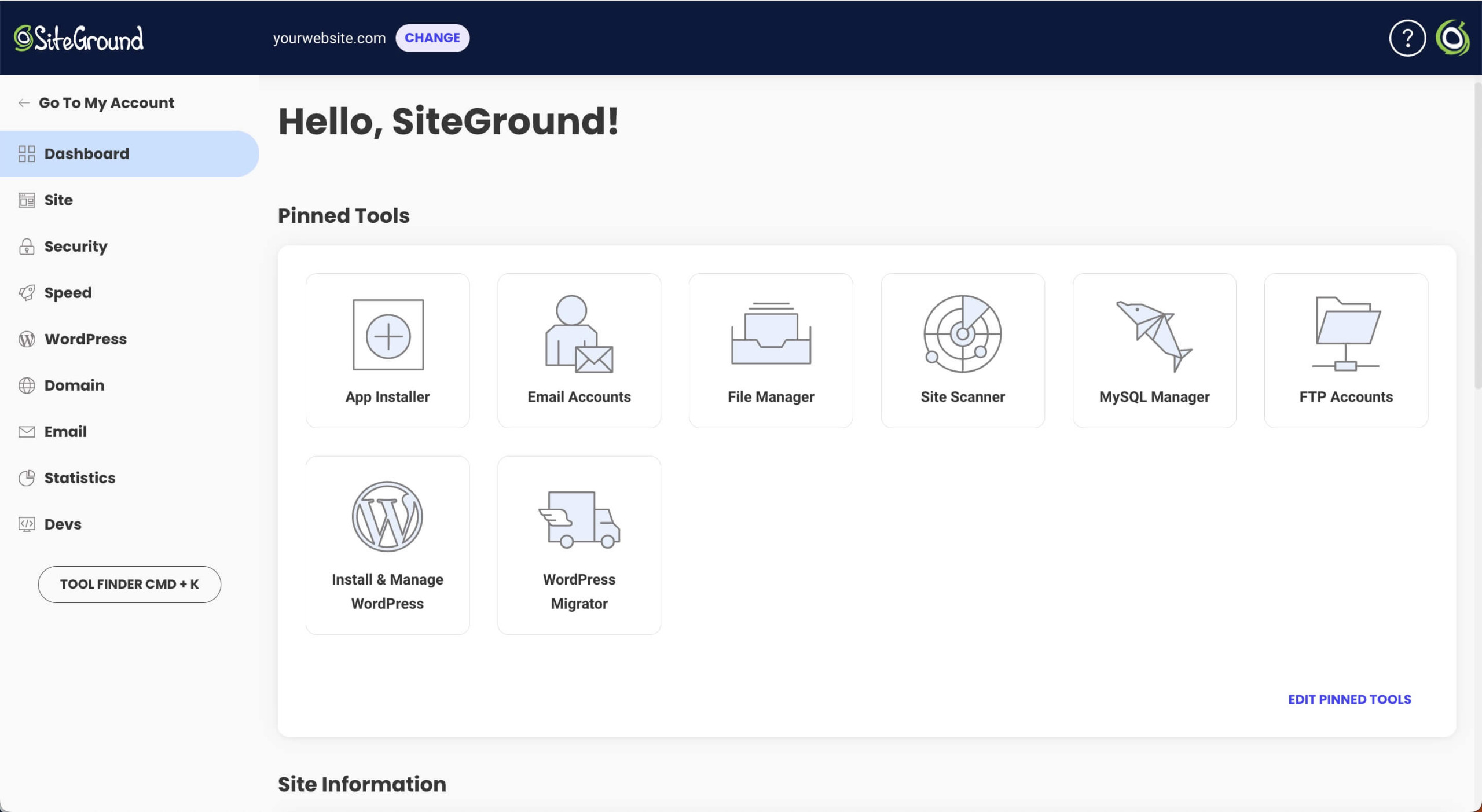 Site Tools - a website control panel by SiteGround