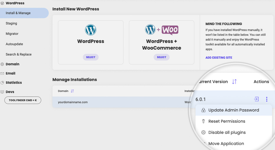 Update Admin Password in Site Tools