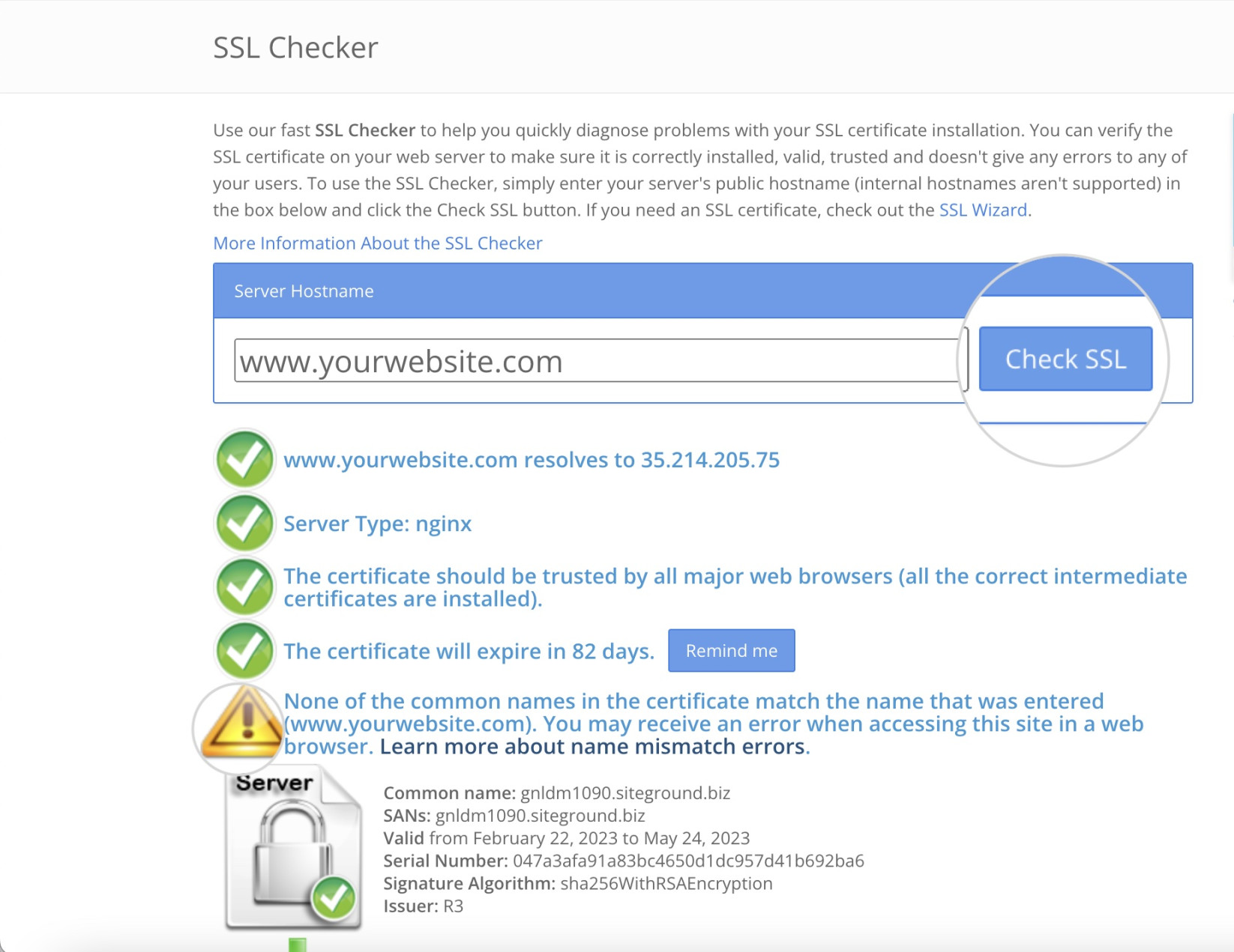 SSL Checker tool from SSL Shopper 