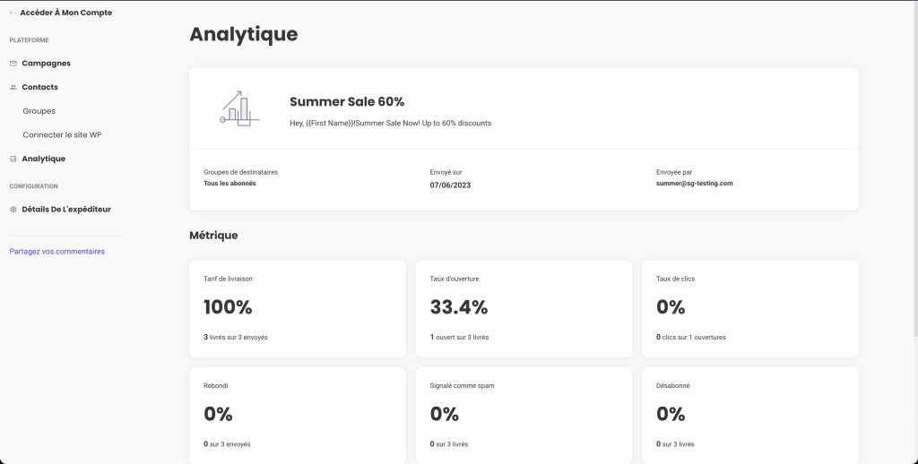  Statistiques de campagne dans SiteGround E-mail Marketing