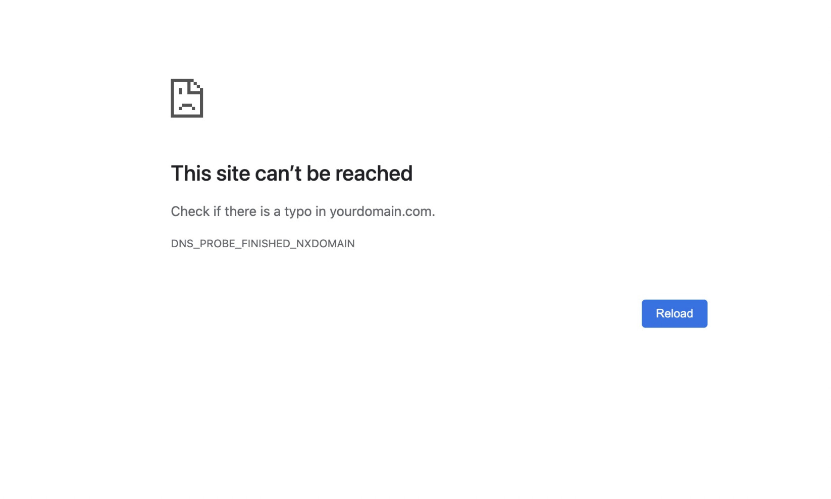 The error "This Site Can't Be Reached" on Chrome