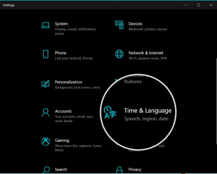 Time and Language Windows