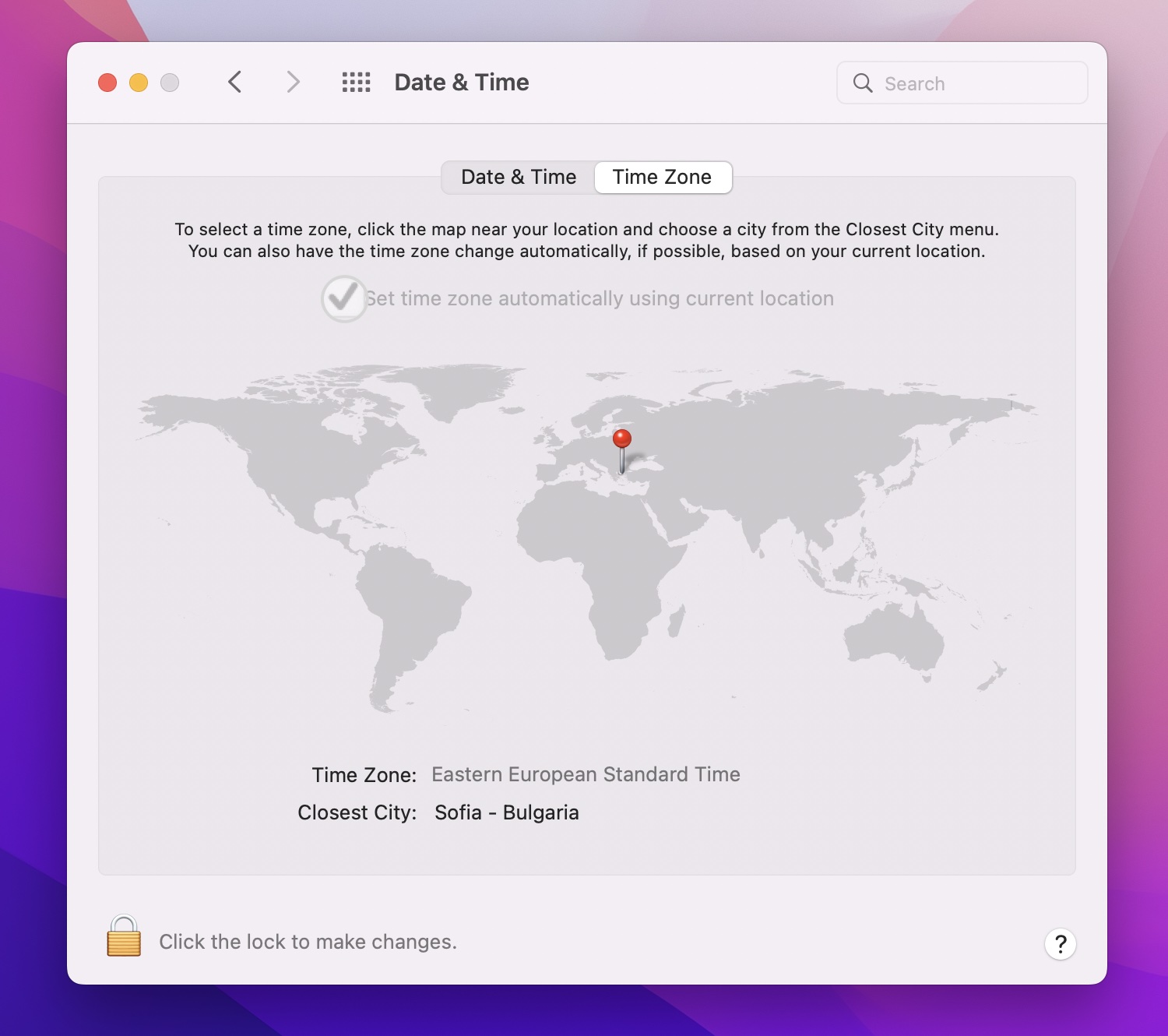 How to choose the timezone on Mac