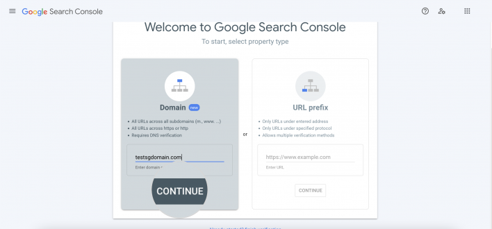 Google Search Console verification - Domain method