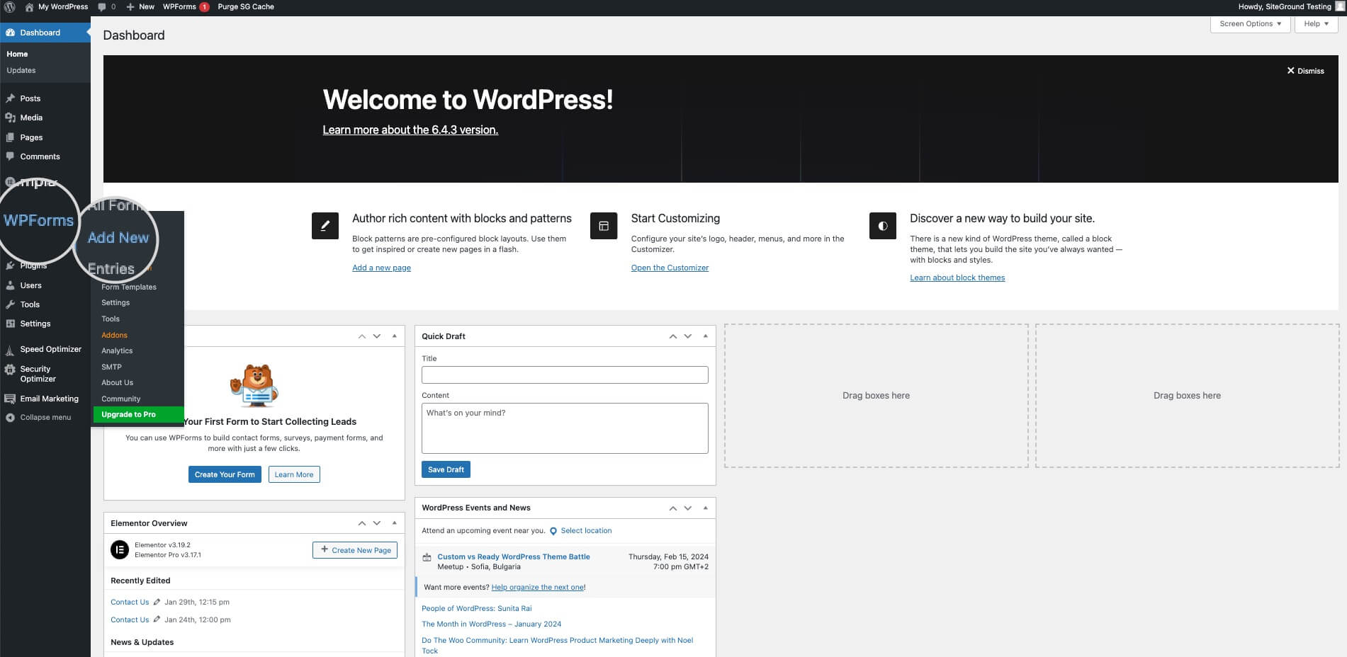 WPForms Dashboard Highlighting the 'Add New' Button to Initiate Form Creation