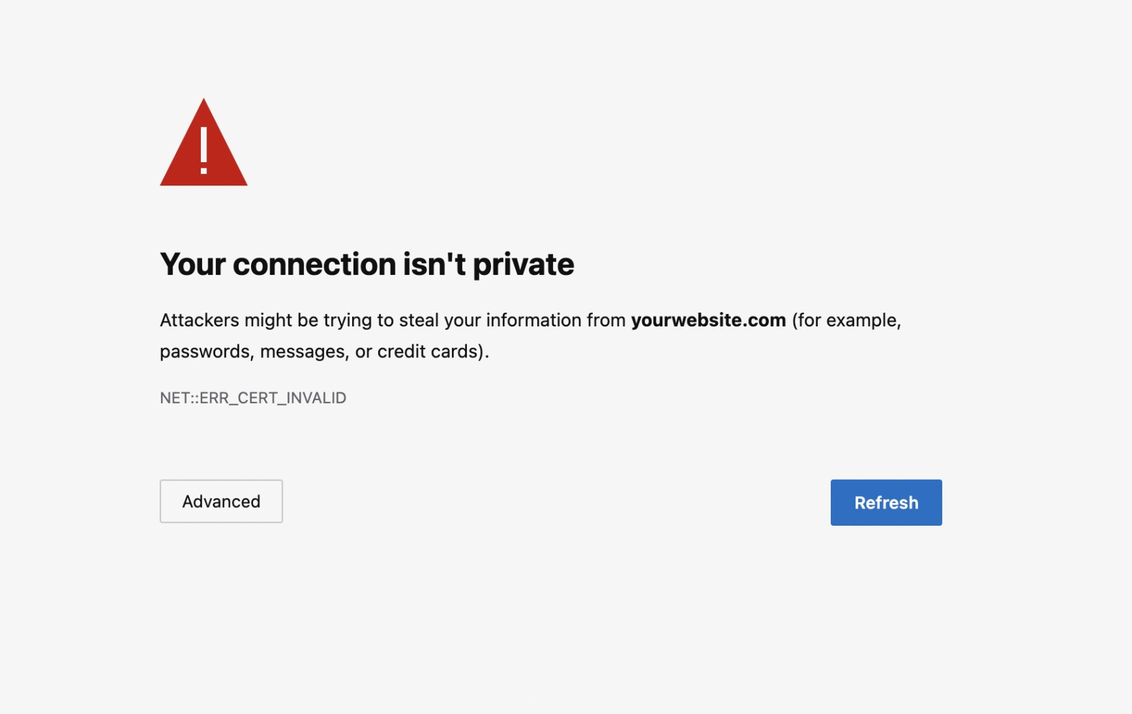 “Your Connection Isn’t Private” message on Microsoft Edge