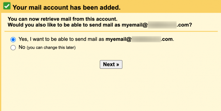 Your mail account has been added to Gmail